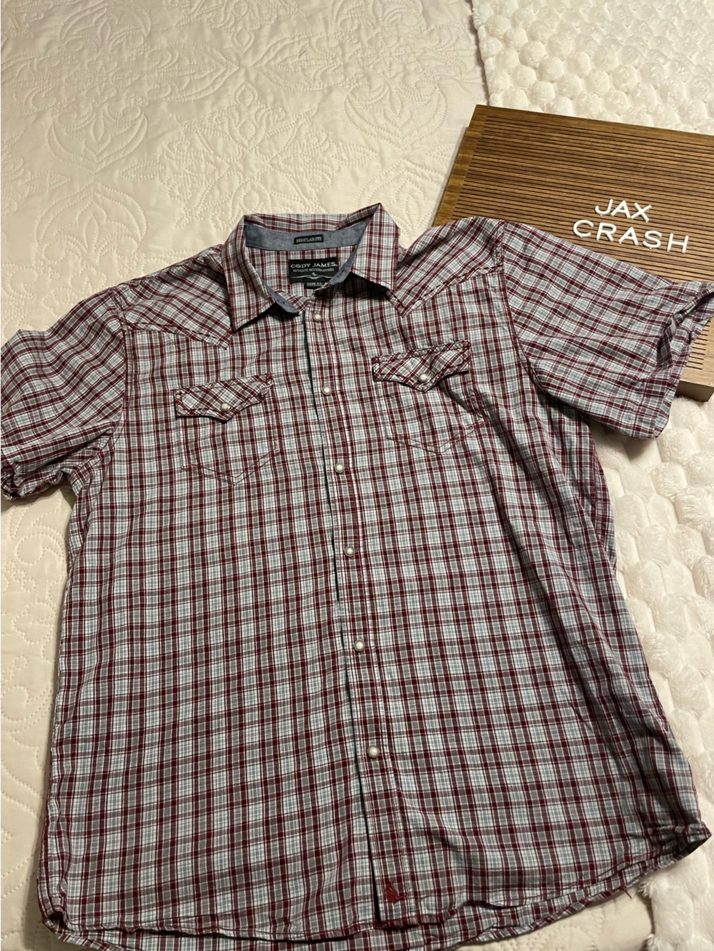 Cody James Short Sleeve Red Plaid Button-Down Shirt